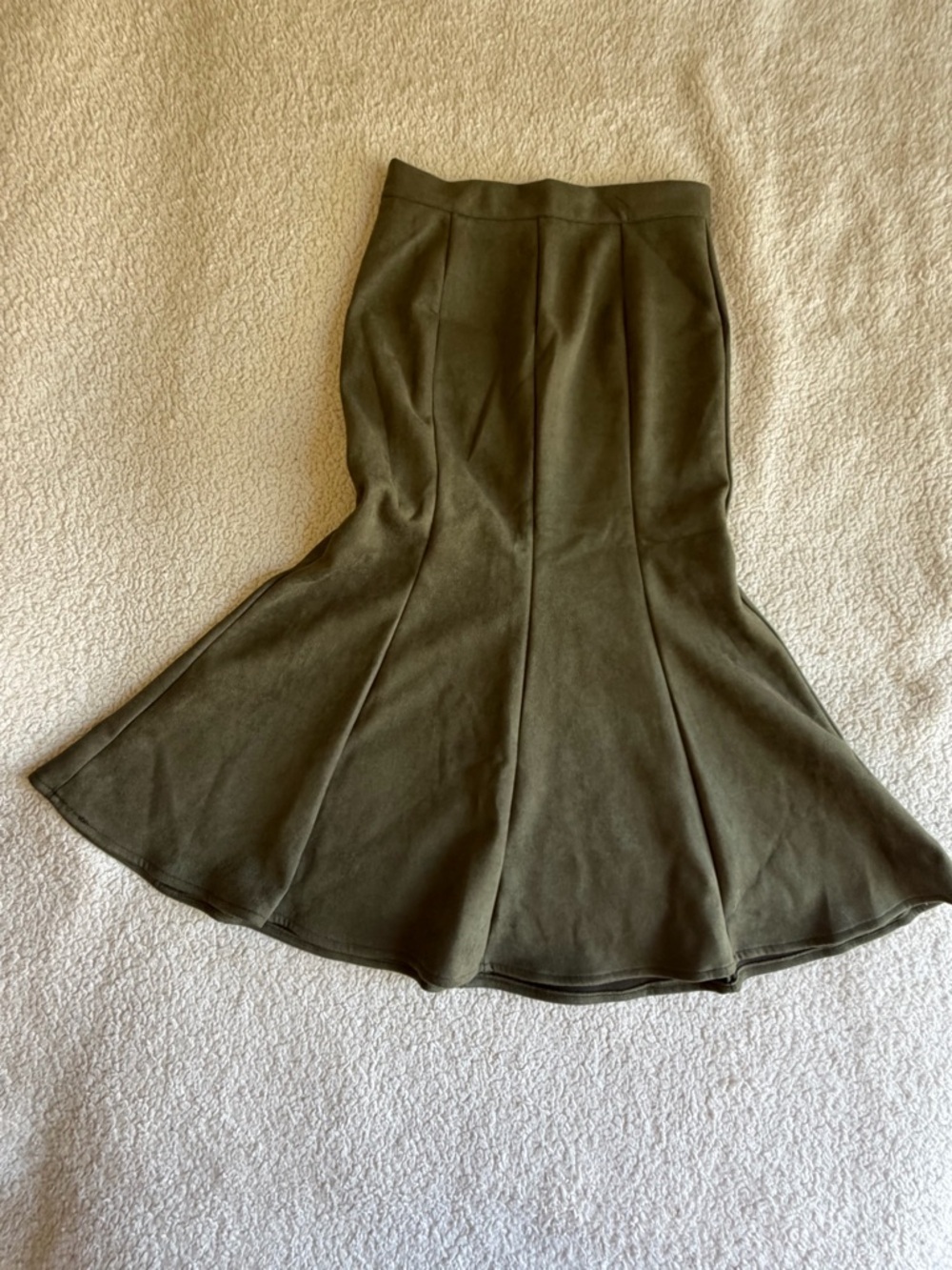 Women’s Olive Green Flared Midi Skirt